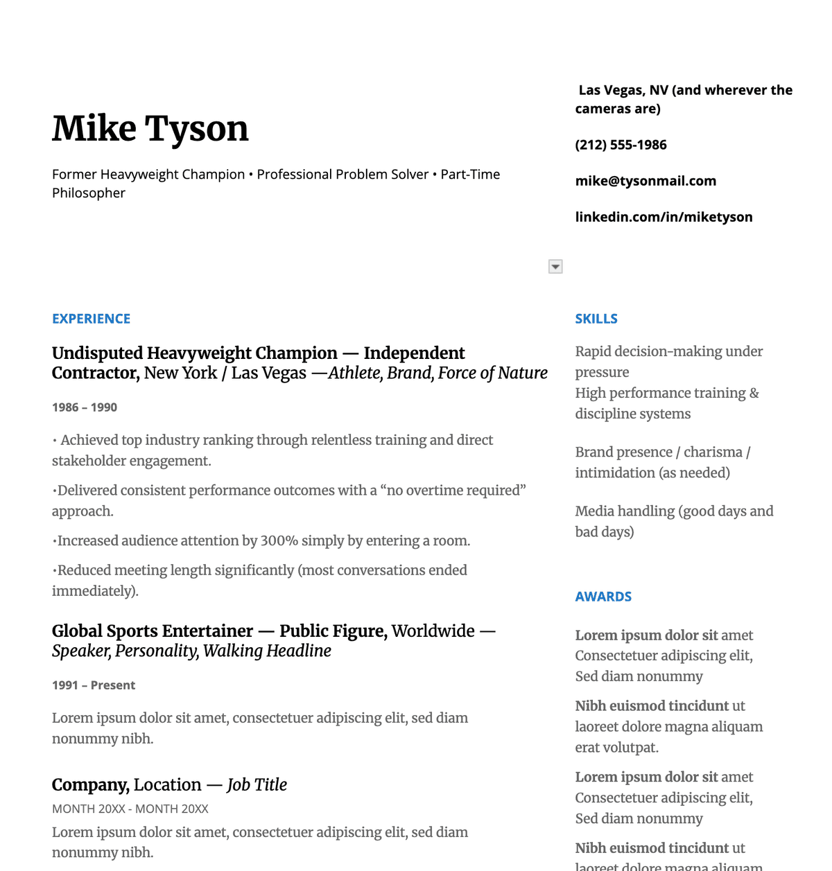 Resume preview